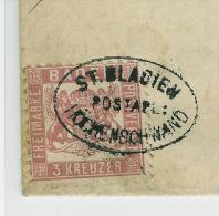 BADE 3 Kr LETTRE  CACHET  ST BLASIEN POSTABL HOCHENSCHWAND - Briefe U. Dokumente