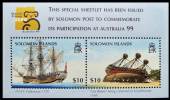 SOLOMON ISLANDS /AUSTRALIA 1999 STAMP SHOW S/S MNH COOK SAIL SHIPS, EXPLORERS  CV.$13.00 - Explorateurs