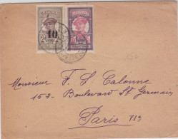 MARTINIQUE - 1920 - ENVELOPPE De FORT DE FRANCE Pour PARIS - TIMBRE SURCHARGE AVEC VARIETE "1" TRONQUE - Brieven En Documenten