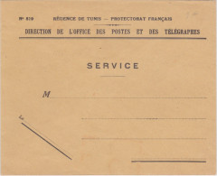 TUNISIE - ENVELOPPE De SERVICE Des PTT De La REGENCE De TUNIS NEUVE - Cartas & Documentos