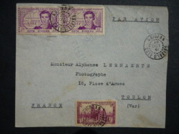Enveloppe 1941 Par Avion Abidjan --> Toulon, Affr.  4 F 50  YT  120, Caillié Paire YT 142 - Storia Postale