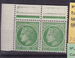 FRANCE N° 675 80C VERT TYPE CERES DE MAZELIN REPUBLIQUE POINT ENTRE S ET T DE POSTES  NEUF SANS CHARNIERE - Ungebraucht