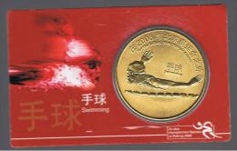FICHAS - MEDALLAS // Token - Medal - CHINA Natacion 2008 Certificada Metal Dorado - Firma's