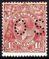 Australia 1927 King George V 1.5d Red-Brown Small Multiple Wmk Perf 13.5 Perf OS Used - Used Stamps