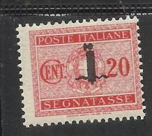 ITALIA REGNO REPUBBLICA SOCIALE RSI 1944 SEGNATASSE PICCOLO FASCIO "FASCIETTO" CENTESIMI 20 TASSE  MNH - Postage Due