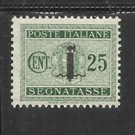 ITALIA REGNO REPUBBLICA SOCIALE RSI 1944 SEGNATASSE PICCOLO FASCIO "FASCIETTO" CENTESIMI 25 TASSE  MNH - Taxe