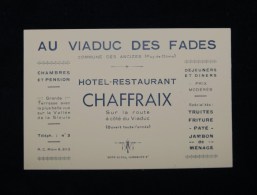 ( Puy-de-Dôme) AU VIADUC DES FADES HOTEL-RESTAURANT CHAFFRAIX  ( Les Ancizes-Comps )1930 - Sport & Tourismus