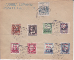 ESPAGNE - 1937 - ENVELOPPE De MALAGA Avec TIMBRES LOCAUX NATIONALISTES "ARRIBA ESPANA" + VIGNETTE LOCALE - Emissioni Nazionaliste