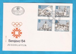 1982 X JUGOSLAVIJA OLYMPISCHE WINTERSPIELE SARAJEVO BOSNIA FDC BRUECKE, MINARET, AKADEMIE, GASSE ALTSTADT  INTERESSANT - FDC