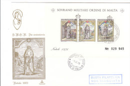 SMOM 1976 NATALE FDC BF SANTI E BEATI - Sovrano Militare Ordine Di Malta