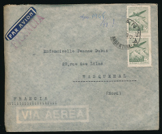 Enveloppe (1948-1949) ARGENTINA - FRANCIA, Via Aerea, Air Mail, Par Avion, Metan - Wasquehal (Nord) - Lettres & Documents