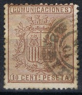 Sello 10 Cts Comunicaciones 1874, Fechador VALLADOLID, Num 153 º - Usati