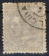 Sello 25 Cts Alfonso XII 1879, Fechador Trebol ALCIRA (Valencia), Num 204 º - Usati