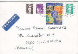 HUMAN'S WRIGHTS DECLARATION, STAMPS ON COVER, SENT TO ROMANIA, 1999, FRANCE - Brieven En Documenten