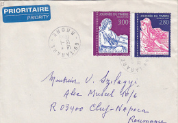 HUMAN'S WRIGHTS DECLARATION, STAMPS ON COVER, SENT TO ROMANIA, 1999, FRANCE - Covers & Documents
