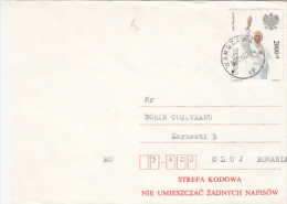 JOHN PAUL II, STAMP ON COVER, SENT TO ROMANIA, 1990, POLAND - Covers & Documents