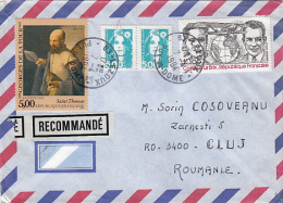 PLANES, AVIONS, STAMP ON REGISTERED COVER, SENT TO ROMANIA, 1994, FRANCE - Lettres & Documents