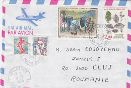 TREES, HISTORY SCENE, STAMPS ON AIRMAIL COVER, SENT TO ROMANIA, 1993, FRANCE - Lettres & Documents