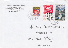 GORGES DU TARN, COAT OF ARMS, STAMPS ON COVER, SENT TO ROMANIA, 1999, FRANCE - Briefe U. Dokumente