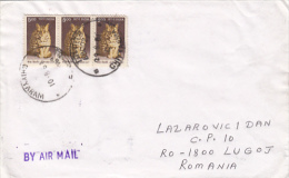 CATS, STAMPS ON AIRMAIL COVER, 2001, INDIA - Cartas & Documentos