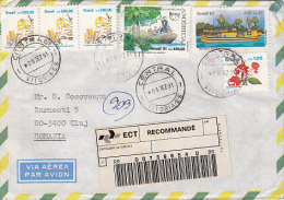 SHIP, FLOWERS, FRANCISCO DE ORELLANA, EXPLORER, STAMPS ON AIRMAIL COVER, 1991, BRASIL - Cartas & Documentos