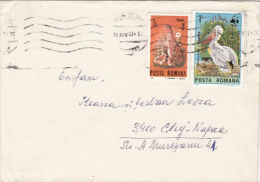 BIRDS, PELIKAN, STAMPS ON COVER, 1987, ROMANIA - Lettres & Documents
