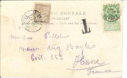 De Belgique Bruxelles à Destination Du Havre Taxée à L´arrivée - 1859-1959 Storia Postale