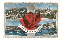 Cp, Suisse, Neuchatel, Multi-Vues, Voyagée 1960 - Neuchâtel