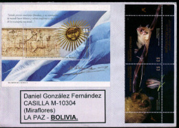 Argentina 2012 BF132 Bicentenario Del Pabellón Nacional Con Complemento Murciélagos. Circulado A Bolivia. 2 Scan - Briefe U. Dokumente