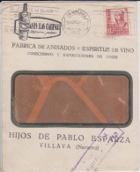 ESPAGNE - 1937 - ENVELOPPE PUBLICITAIRE (VINS ET SPIRITUEUX - VILLAVA NAVARRA) De PAMPLONA Pour SEVILLA - Storia Postale