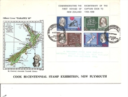 Explorateurs -Cook ( FDC Commémoratif De Nouvelle-Zélande De 1969 Avec BF à Voir) - Explorateurs