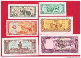 CAMBODGE  LOT OT 6 UNC BANKNOTES - Cambodja