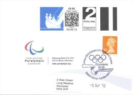 UK Olympic Games London 2012 Cover;  Paralympic Sailing Smart Stamp + 10p Stamp; Paralympic Cachet And Olympex Handstamp - Sommer 2012: London