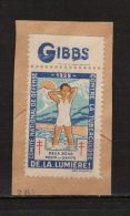 Timbre Vignette 1929 Antituberculeux Avec  Bande Publicitaire - GIBBS - (sur Fragment) - Antituberculeux