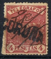 Sello 4 Pts Carmin Telegrafos 1901, Lineal CORUÑA, Num 37 º - Telegramas