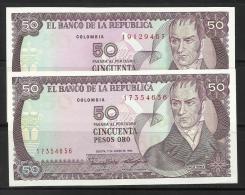 COLOMBIE . LOT DE DEUX BILLETS DE 50 PESO ORO - Kolumbien