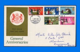 GB 1970-0010, General Anniversaries FDC, Edinburgh British Philatelic Bureau Postmark (Type C) - 1952-1971 Em. Prédécimales