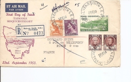 Australie ( Lettre Premier Jour De 1953 En Recommandé Par Avion Vers La France à Voir) - Storia Postale