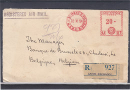 Inde - Lettre Recommandée De 1954 - EMA - Empreintes Machines - Expédié Vers La Belgique - Transit à Genève - Storia Postale