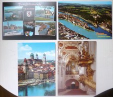 Cp Lot 4x PASSAU Souvenir BONJOUR MULTI VUE Dreiflusse Blick Rathaus Dom Orgel Dom - Passau