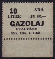FUEL DIESEL Voucher / 1968 - HUNGARY - Revenue Tax - Fiscali