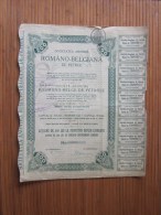 Bucarest Février 1908 ROMANAO BELGIANA  Belge De Pétrole TITRE-ACTION 200 Lei Au Porteur - Petrolio