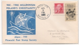 POLAND - US -3-  966-1966 MILLENNIUM POLAND´S CHRISTIANITY On ALPEX 799 EXHIBIT Issue  PLEWACKI POST STAMP SOC - Abarten & Kuriositäten