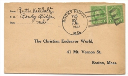 US - 3 - 1930  COVER From ROCKY BRIDGE, MD To THE CHRISTIAN ENDEAVOR WORLD  - BOSTON - Lettres & Documents