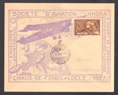 SUISSE 1927 Chauds De Fonds/Lausanne PA EP Obl. S/EP Enveloppe Illustrée - Premiers Vols