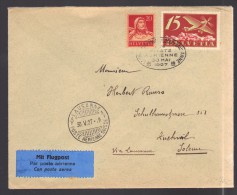 SUISSE 1927 Lausanne/Zurich PA N° 3 + Complémentaire Obl. S/Lettre Entiére - Eerste Vluchten