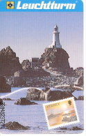 TARJETA DE ALEMANIA CON UN SELLO DE JERSEY (STAMP) FARO-LIGHTHOUSE-SUNSET (NUEVA-MINT) - Faros