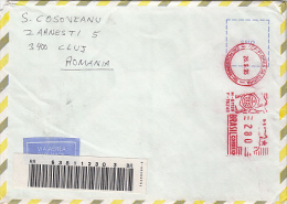 POSTMARKS ON AIRMAIL COVER, SENT TO ROMANIA, 1995, BRASIL - Cartas & Documentos