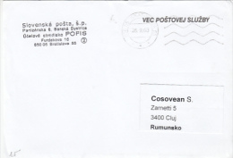 POSTMARKS ON COVER, SENT TO ROMANIA, 2003, SLOVAKIA - Lettres & Documents