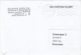 POSTMARKS ON COVER, SENT TO ROMANIA, 2003, SLOVAKIA - Cartas & Documentos